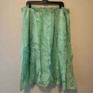 Paper bag waist, midi skirt with burn out floral design